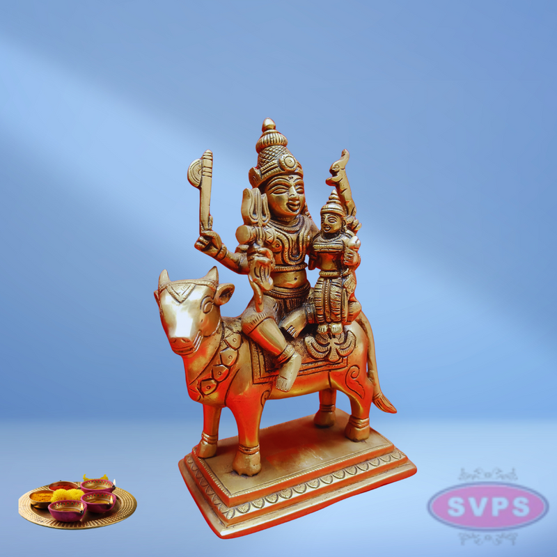 Brass Sivan Parvathi Seated On Nandi