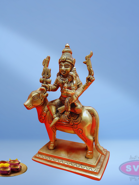 Brass Sivan Parvathi Seated On Nandi