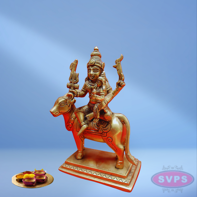 Brass Sivan Parvathi Seated On Nandi