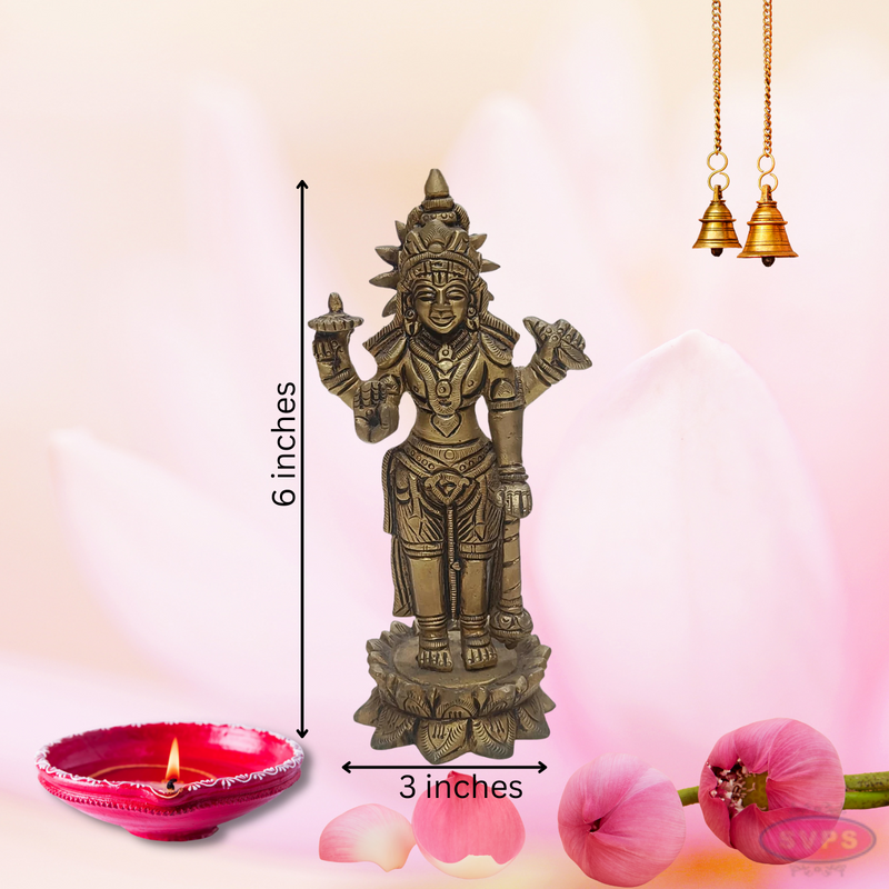 Brass Sri Vishnu On Lotus / Home Altar