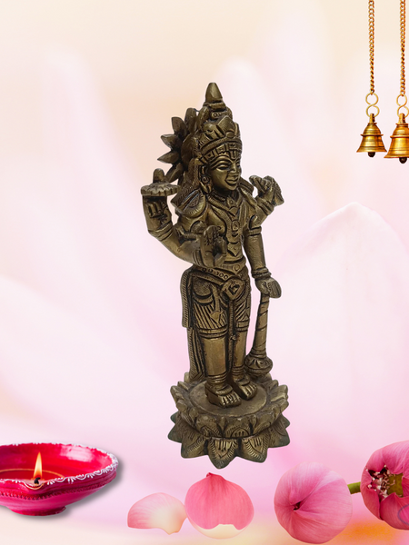 Brass Sri Vishnu On Lotus / Home Altar