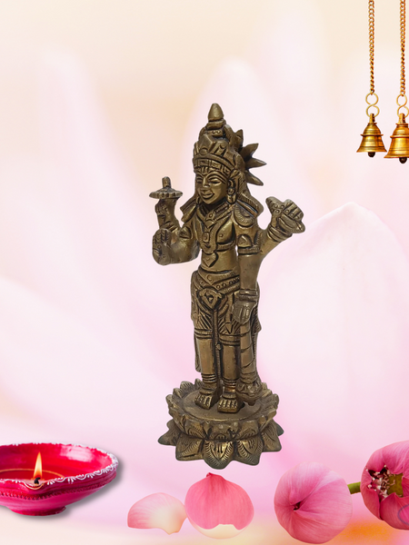 Brass Sri Vishnu On Lotus / Home Altar
