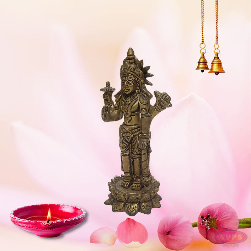 Brass Sri Vishnu On Lotus / Home Altar