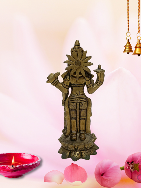 Brass Sri Vishnu On Lotus / Home Altar