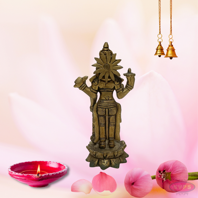 Brass Sri Vishnu On Lotus / Home Altar