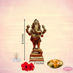 Brass Standing Lord Ganesha Statue Antique Finish
