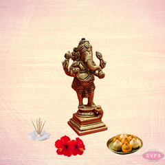 Brass Standing Lord Ganesha Statue Antique Finish