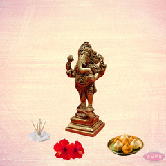 Brass Standing Lord Ganesha Statue Antique Finish