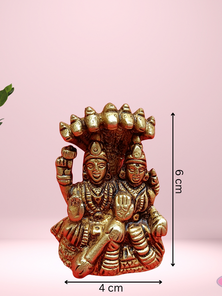 Brass Vishnu Lakshmi With Adisesha /Small Size