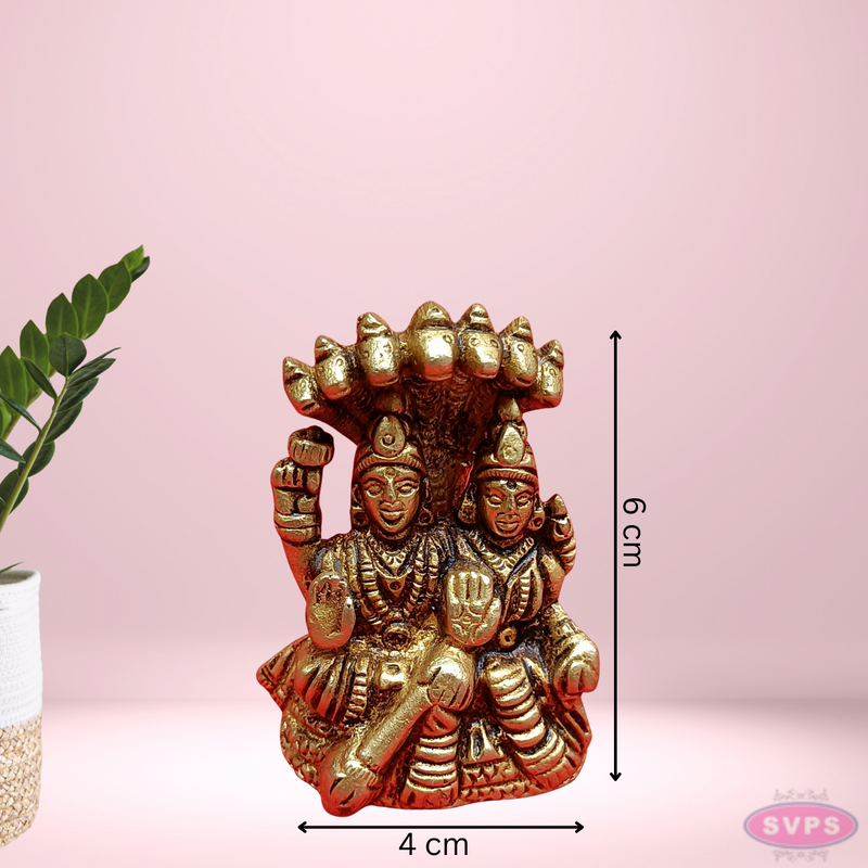 Brass Vishnu Lakshmi With Adisesha /Small Size