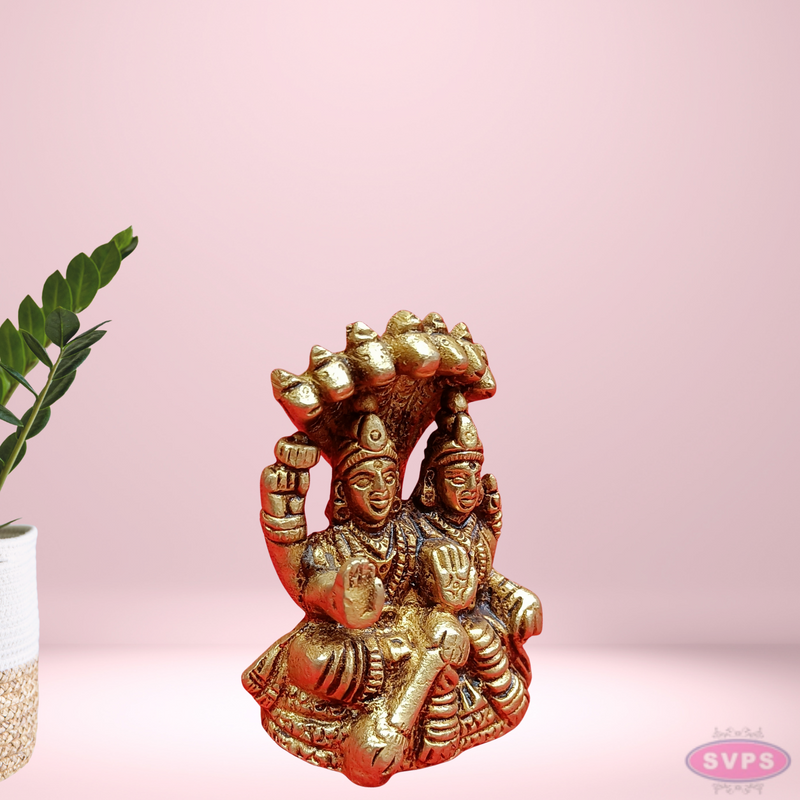 Brass Vishnu Lakshmi With Adisesha /Small Size