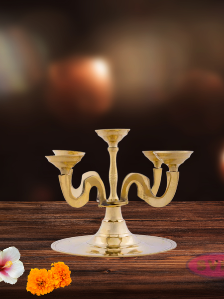 Brass camphor / Karpoor Panch Aarti Diya / 5 Face Jyoti Diya