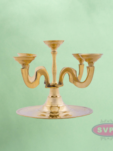 Brass five Kilai / 5 Face / Aarthi Deepam  5 Inches