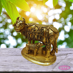 Brass Kamadhenu Gomatha with Calf – Auspicious Home Decor