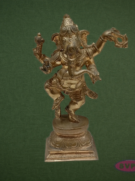 Panchalogam Dancing Ganesha Statue – Antique Finish Vinayagar Idol for Pooja & Décor