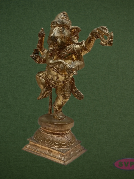 Panchalogam Dancing Ganesha Statue – Antique Finish Vinayagar Idol for Pooja & Décor