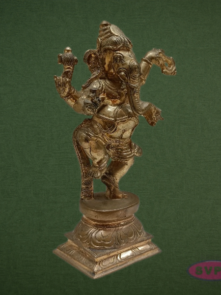 Panchalogam Dancing Ganesha Statue – Antique Finish Vinayagar Idol for Pooja & Décor