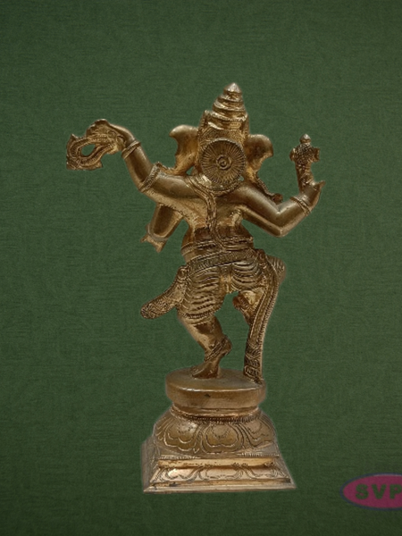 Panchalogam Dancing Ganesha Statue – Antique Finish Vinayagar Idol for Pooja & Décor