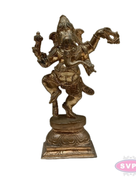 Panchalogam Dancing Ganesha Statue – Antique Finish Vinayagar Idol for Pooja & Décor