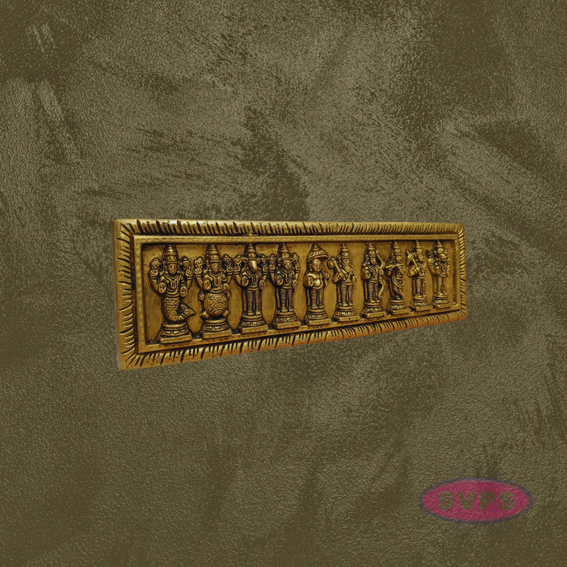 Brass Dashavatara Wall Plaque for Home Temple & Spiritual Decor