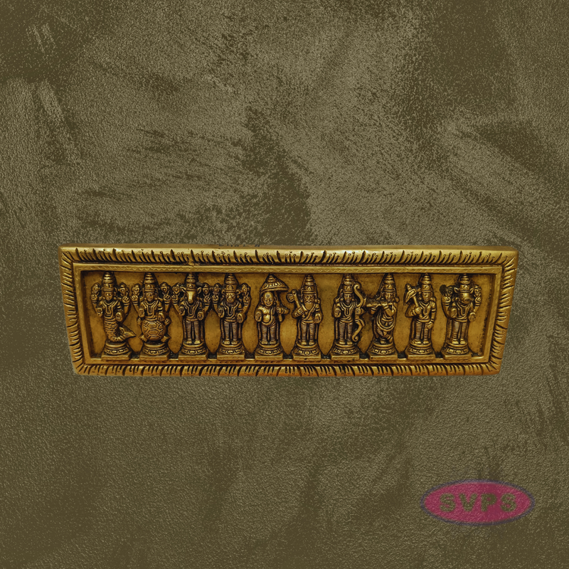 Brass Dashavatara Wall Plaque for Home Temple & Spiritual Decor