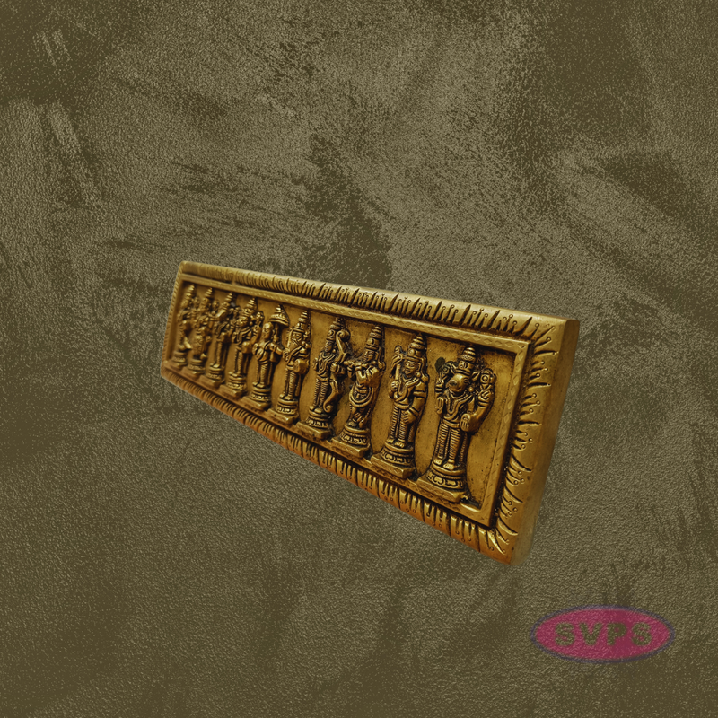 Brass Dashavatara Wall Plaque for Home Temple & Spiritual Decor