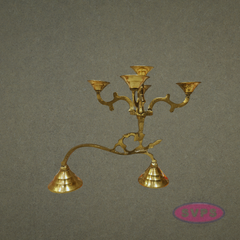 Brass Five-Face Aarti Lamp for Home Mandir & Temple Use