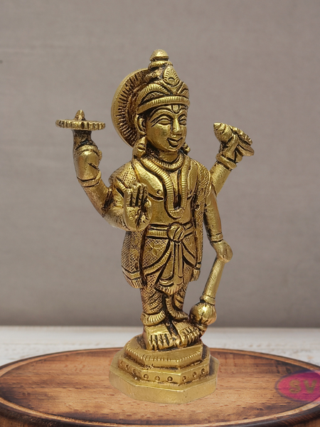 Brass Lord Vishnu Idol for Home Temple