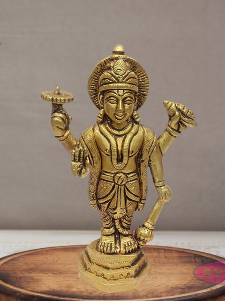 Brass Lord Vishnu Idol for Home Temple