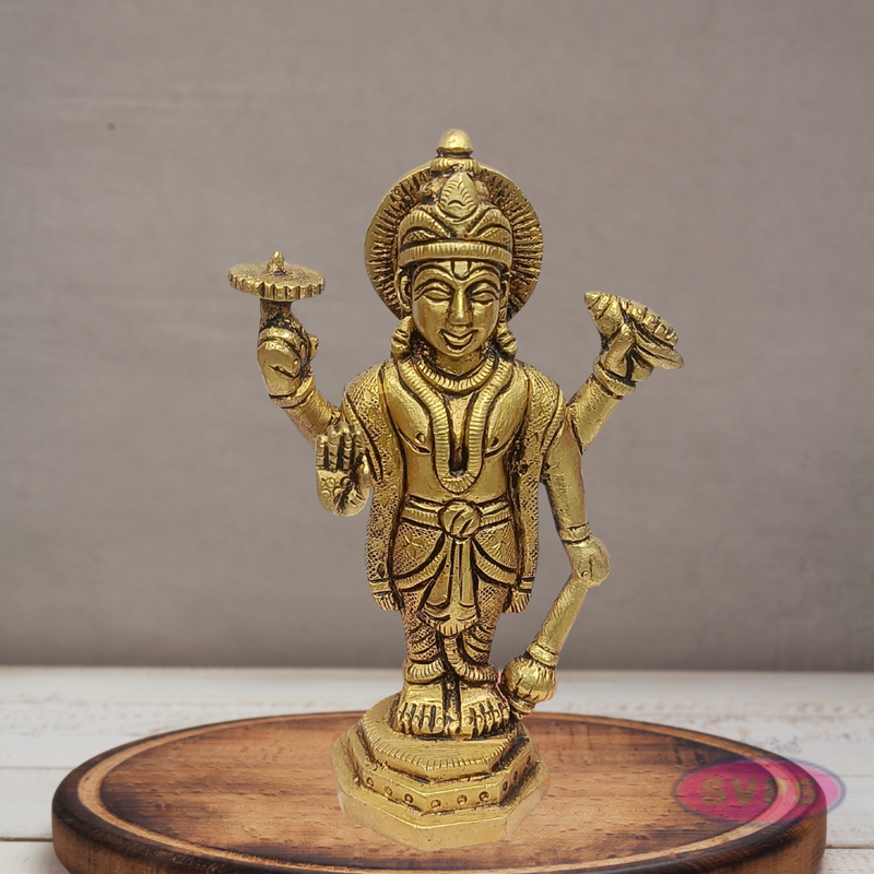 Brass Lord Vishnu Idol for Home Temple