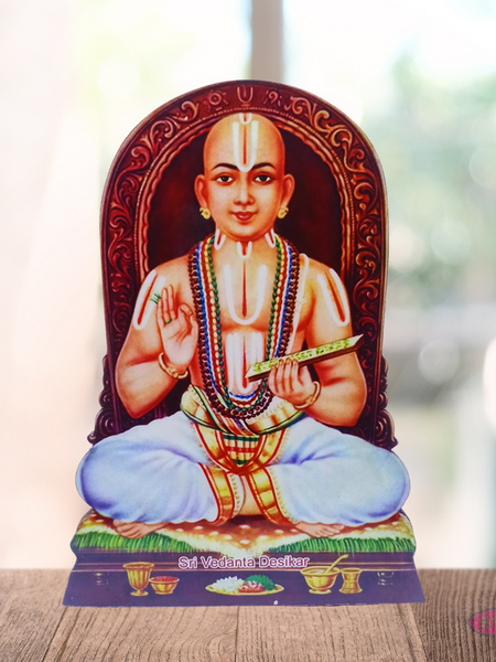 Wooden Wall Hanging  / Table Stand Sri Swami Desikan Photo Cutout