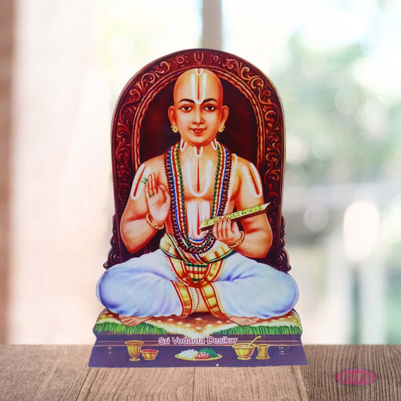 Wooden Wall Hanging  / Table Stand Sri Swami Desikan Photo Cutout