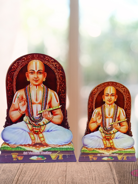 Wooden Wall Hanging  / Table Stand Sri Swami Desikan Photo Cutout