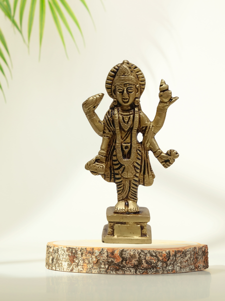 Dhanvantari Brass Idol 4.5 Inch – Sacred Healing Deity Statue for Pooja & Vastu