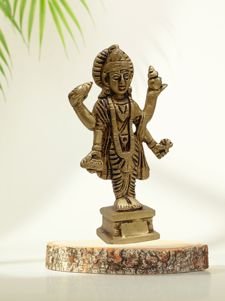Dhanvantari Brass Idol 4.5 Inch – Sacred Healing Deity Statue for Pooja & Vastu