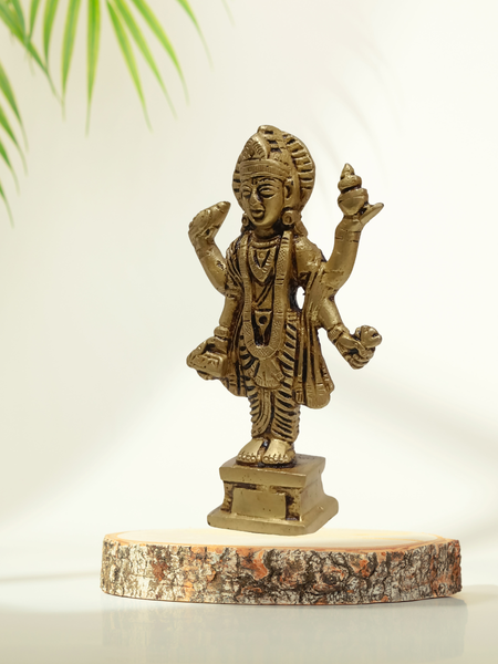 Dhanvantari Brass Idol 4.5 Inch – Sacred Healing Deity Statue for Pooja & Vastu