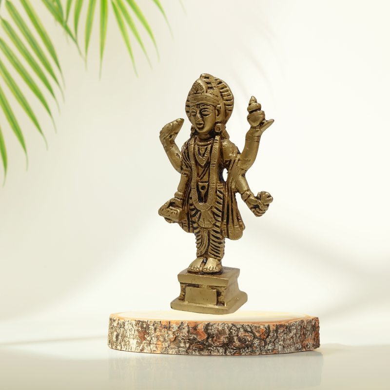 Dhanvantari Brass Idol 4.5 Inch – Sacred Healing Deity Statue for Pooja & Vastu