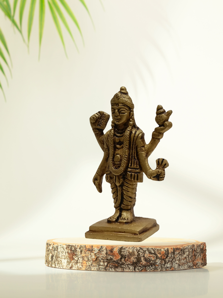 3 Inch Dhanvantari Brass Idol – Divine Ayurvedic God Statue for Health & Healing Pooja