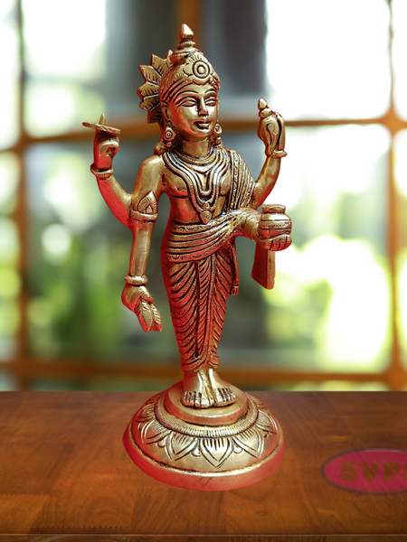 Brass Dhanvantari  Statue - 9 Inches