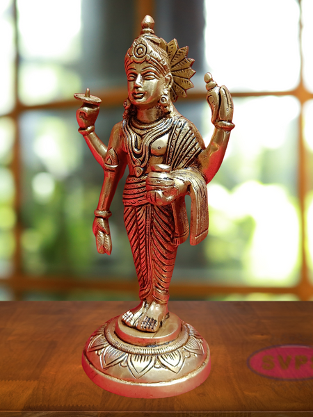 Brass Dhanvantari  Statue - 9 Inches