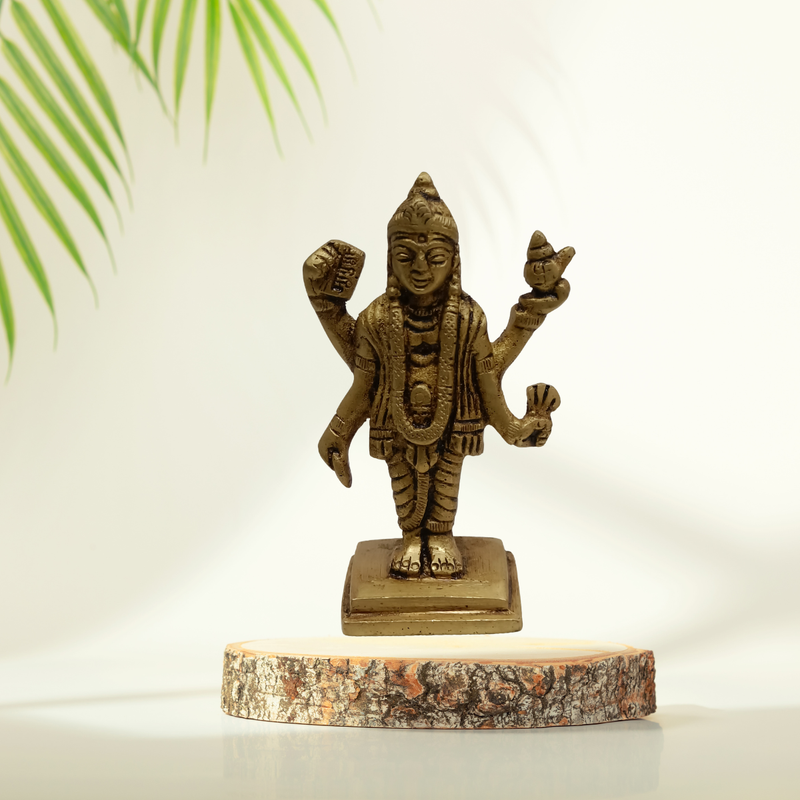 3 Inch Dhanvantari Brass Idol – Divine Ayurvedic God Statue for Health & Healing Pooja
