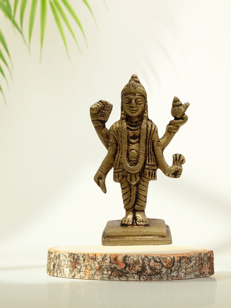 3 Inch Dhanvantari Brass Idol – Divine Ayurvedic God Statue for Health & Healing Pooja