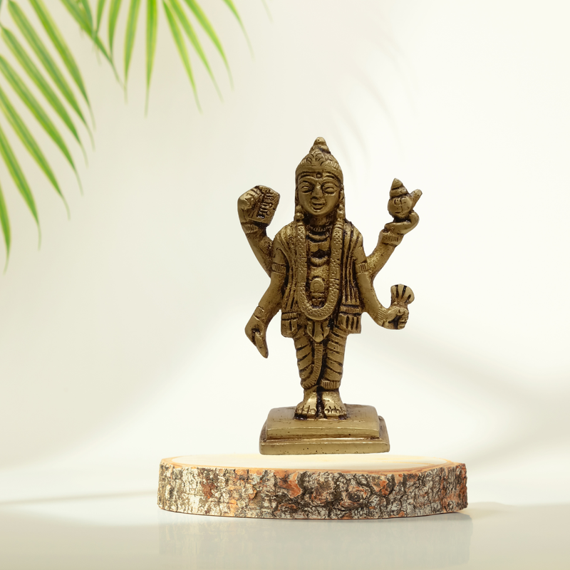 3 Inch Dhanvantari Brass Idol – Divine Ayurvedic God Statue for Health & Healing Pooja
