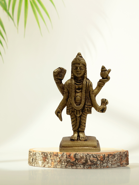 3 Inch Dhanvantari Brass Idol – Divine Ayurvedic God Statue for Health & Healing Pooja