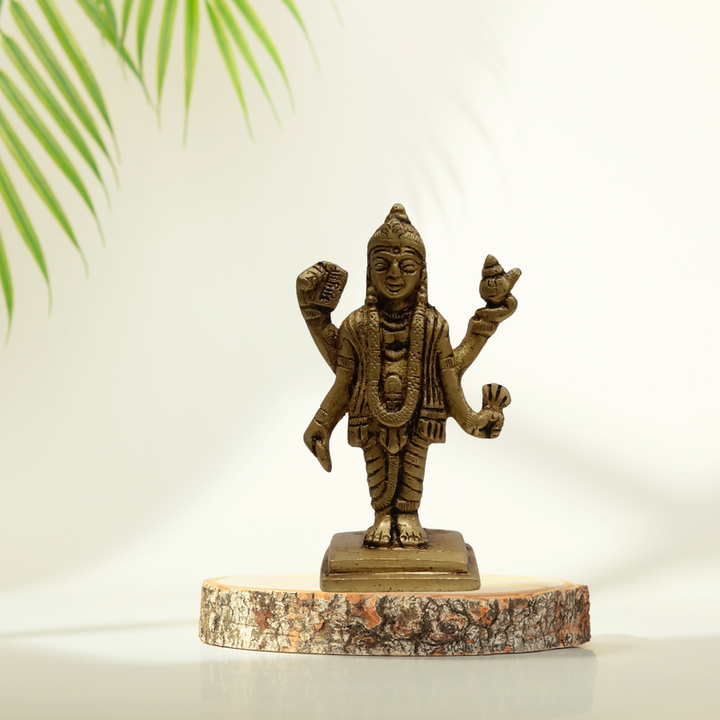 3 Inch Dhanvantari Brass Idol – Divine Ayurvedic God Statue for Health & Healing Pooja