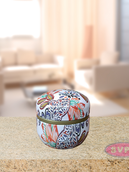 Floral Design Round Shaped Tin  Decorative Boxes / Return Gifts