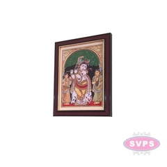 Flute Krishna with Bama and Rukmani Antique Photo Frame