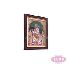 Flute Krishna with Bama and Rukmani Antique Photo Frame