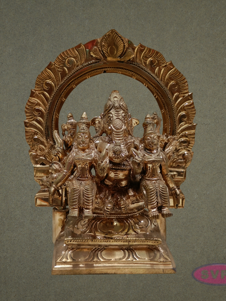 Handcrafted Panchaloha Riddhi Siddhi Ganesha Idol