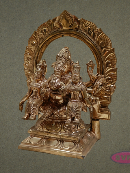 Handcrafted Panchaloha Riddhi Siddhi Ganesha Idol